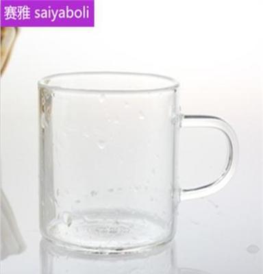 耐热玻璃茶具品茗杯小玻璃茶杯 带把小花茶杯 直筒玻璃杯