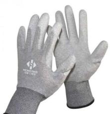 批发超劲13针碳纤维白PU浸掌手套，PU防护手套，防静电手套