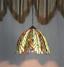 16寸新款个性树叶吊灯，蒂凡尼彩色玻璃灯罩，欧式复古风情吊灯