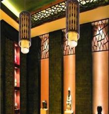 新中式古典吊灯 木质单头茶楼走廊阳台过道仿古灯具 创意书房灯饰