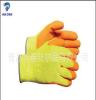 山东青岛厂家供应 10支涤棉天然乳胶皱纹手套劳保手套防护手套