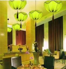 批发新中式个性创意饭厅餐厅吊灯 三头LED温馨浪漫布艺阳台卧室灯