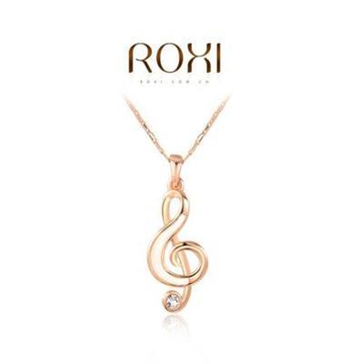 供应ROXI首饰项饰批发玫瑰金音乐符项链一件代发 时尚项链女款