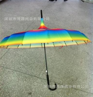 供应自主品牌mybt07深圳雨伞厂生产定做宝塔彩虹伞