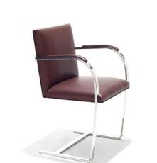 深圳纳维亚布尔诺椅子，304不锈钢真皮休闲餐椅子Brno Flat Chair