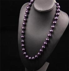 饰品一件代发 原单正品紫色玻璃珍珠项链耳钉套装 钜惠特价