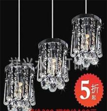 水晶灯具现代中式餐厅吊灯卧室灯客厅灯饰三头长方形吊灯k9