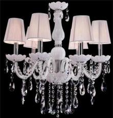 厂家批发水晶灯现代欧式白玉色客厅餐厅卧室书房水晶吊灯带罩