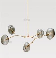 美式LED分子后现代玻璃球创意吊灯服装店铁艺北欧式客厅餐厅树枝