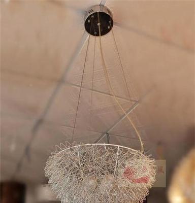华夏风 创意造型鸟巢吊灯铝丝银色卧室餐厅儿童房吊灯灯具