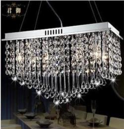 LED现代简约吊灯 长方形水晶吊灯 客厅灯餐厅灯书房灯4033