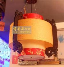 供应优质中式灯具 木艺羊皮灯饰 雅致中式餐厅吊灯 茶楼吊灯