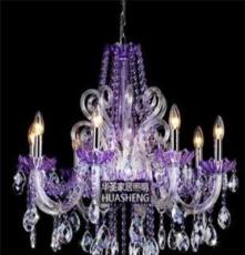 厂家直销 紫色蜡烛水晶吊灯 欧式蜡烛灯 水晶灯 客厅水晶灯 Y086