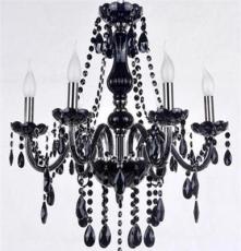 新品特惠 欧式时尚黑色水晶蜡烛吊灯 现代水晶客厅吊顶灯 7011