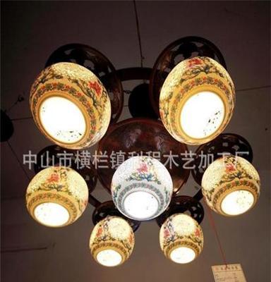 厂家供应中式现代客厅餐厅艺术吊灯楼梯灯具 镂空雕花陶瓷吊灯