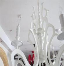 巨祥灯饰 白色6臂弯树脂吊灯 欧式创意吊灯 客厅餐厅吊灯