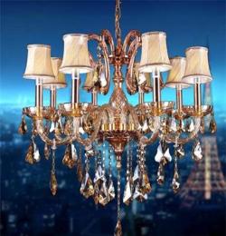 欧式简约现代金色客厅吊灯 欧式水晶灯金色奢华卧室客厅吊饰灯