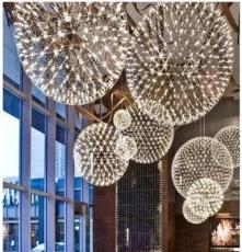 新款商场西餐厅吊灯厂家批发新款时尚LED星空不锈钢星空圆球吊灯