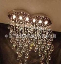 欧耐美 欧式现代简约 客厅卧室 6头水晶布艺吊灯
