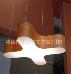 厂家直销 纯手工制作，照明木皮餐厅吊灯，创意木皮灯