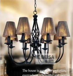 Ebeisa欧式典雅简约风格/八头布艺罩吊灯/客厅灯/餐厅灯