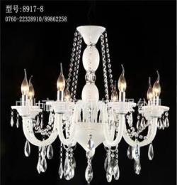新品特惠 厂家批发8头白色蜡烛水晶吊灯欧式现代别墅客厅吊灯