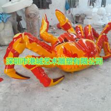 定制艳丽的色彩玻璃钢螃蟹雕塑找深圳厂家