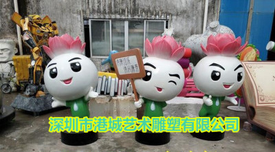 广州廉政主题吉祥物玻璃钢荷花卡通雕塑厂家