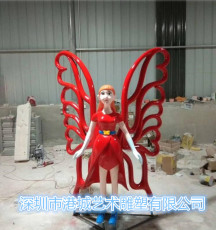 蝴蝶谷入口吉祥物玻璃钢蝴蝶仙子雕塑定制厂