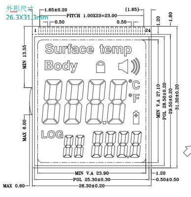 体温枪lcd屏 红外 额温枪lcd液晶屏英文版