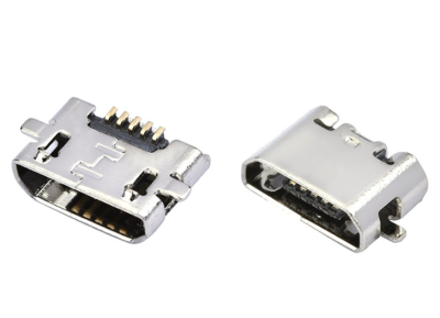MICRO USB连接器5P母座B型DIP四脚插板7.2脚