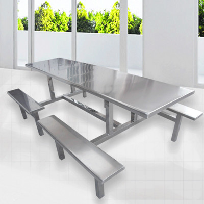 学生不锈钢餐桌椅 不锈钢八人餐桌康胜直销