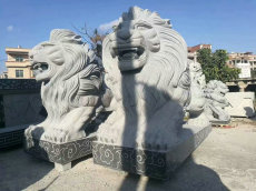 2米石雕狮子 石雕狮子雕刻 狮子动物雕塑