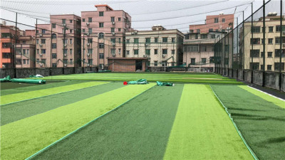 学校幼儿园免填充型人造草足球场施工建设厂