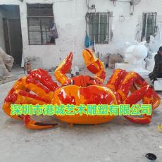 烟台海边大螃蟹雕塑玻璃钢大闸蟹定制价格厂