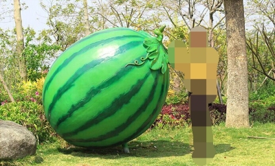 清爽夏天农场果园设计标记玻璃钢西瓜雕塑像