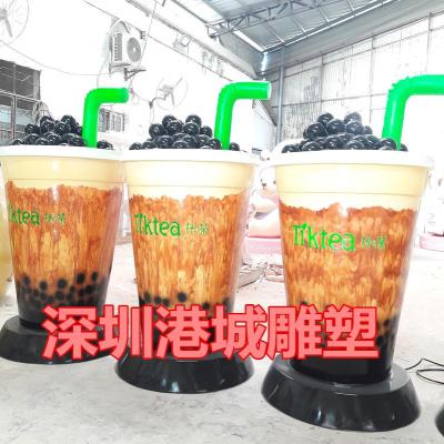 玻璃钢奶茶杯雕塑深圳甜品店装饰迎宾定制厂
