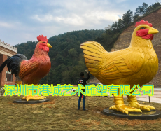 养殖场飞禽走兽造型仿真大公鸡玻璃钢雕塑厂