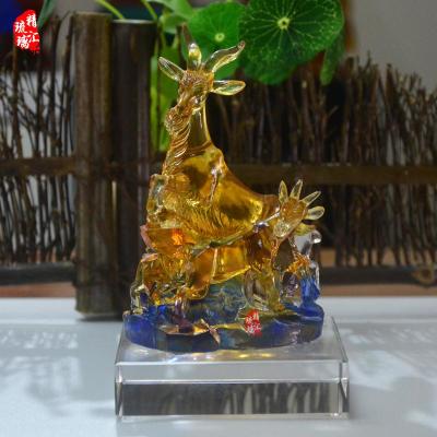 古法琉璃五羊雕像纪念品 广州特色纪念品