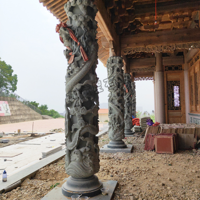 石雕龍柱多少錢 寺廟青石雕刻石雕龍柱