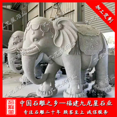 门口石雕大象摆放 花岗岩大象雕刻厂