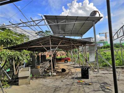 博罗铁棚搭建树脂瓦雨棚不锈钢工程