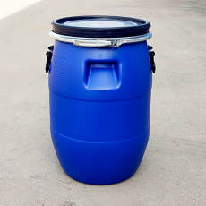 50升法兰桶大口蓝50L铁箍塑料桶