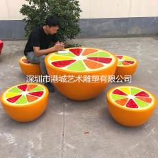 仿真水果组合家具玻璃钢橙子休闲坐凳雕塑厂