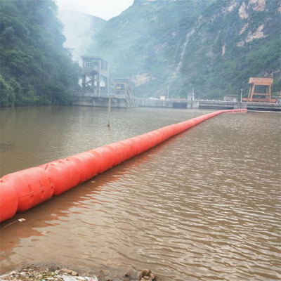 河道湍急水流拦截浮桶水电站浮箱式拦漂装置