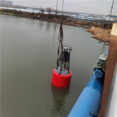 河道施工警示浮漂0.8米柱形聚乙烯浮标