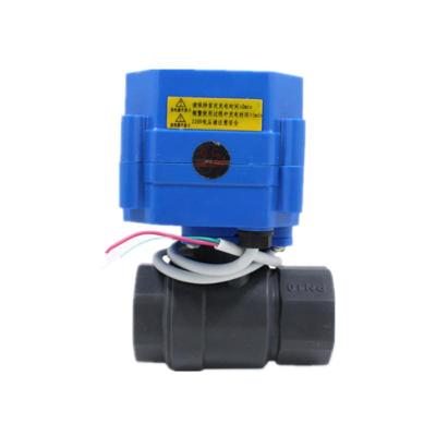 電動塑料球閥內螺紋DN20耐酸堿24v 220v斷電
