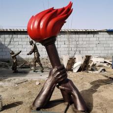 街道文化主题玻璃钢红色火炬火把雕塑定制厂