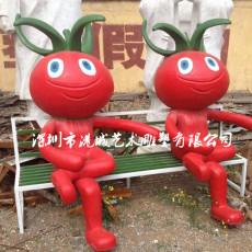生态农业示范园玻璃钢卡通番茄人偶雕塑厂家