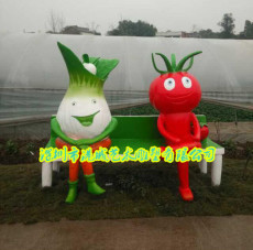 农庄创意玻璃钢卡通番茄休闲座椅雕塑定制价